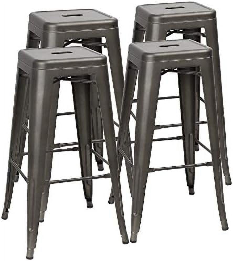 30 Inches Metal Bar Stools Industrial Barstools Stackable High Backless ...