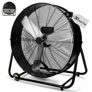 30" Industrial Fan for 14000 CFM, High Velocity Fan with 3 Speeds, Heavy Duty Blower Equipped Waterproof Cover, 360° Tilt Air Circulator Used in Warehouse, Garage, Yard
