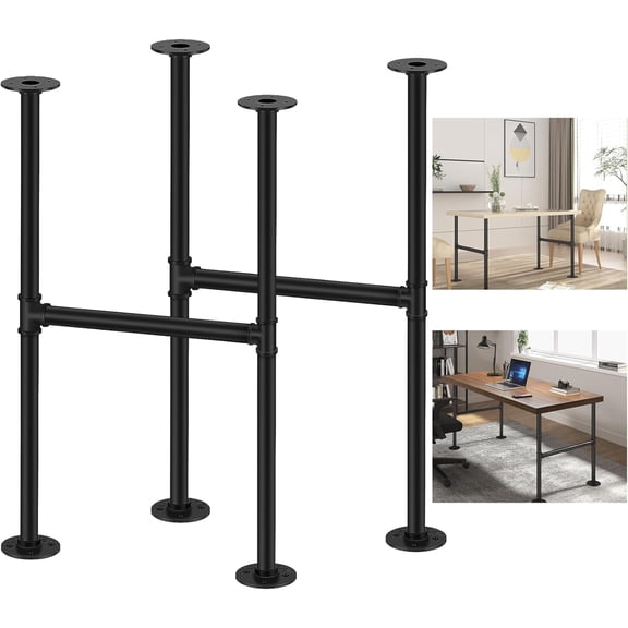 30" Industrial Table Legs Set of 2 DIY Solid Iron Coffee Table Legs, Black