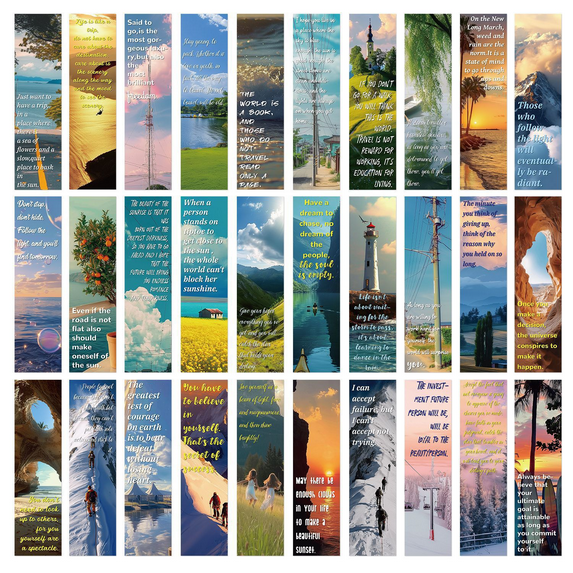 30 Inspirational Scenic Bookmarks - Elegant, Creative, High-Quality Paper Inspirational Cards