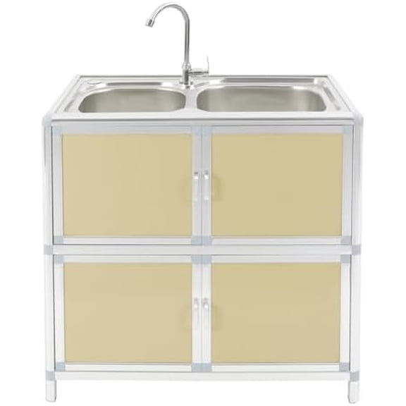 30" Kitchen Sink with Cabinet Stainless Steel Double Bowl Laundry Sink with Faucet Small Freestanding Utility Sinks for Laundry & Utility Room Kitchen Bathroom$$Tools & Hardware Other