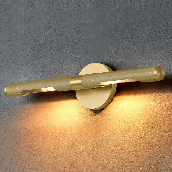 30 in Knurled Brass Artwork Picture Light,Rotatable 360Gold Art Light Hardwired Connection for Pictures Frame,Painting Wall Lights,Bathroom Wall Sconce E12 Base No Bulbs