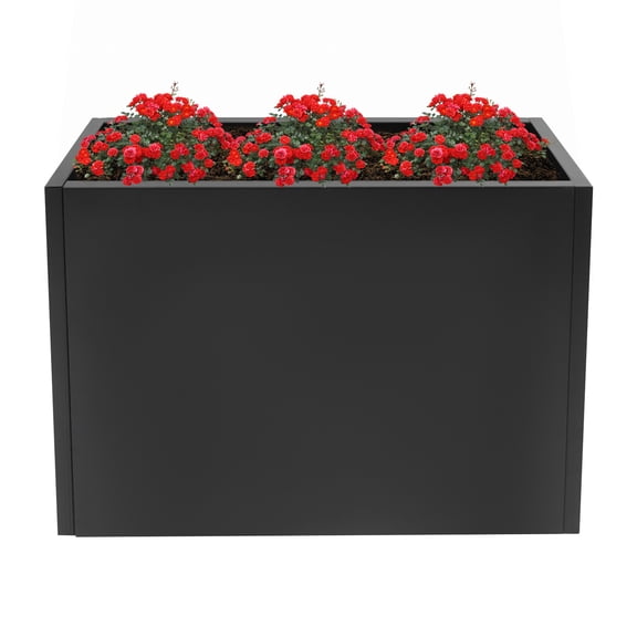 30"L12"W24"H Rectangular Metal Planter Box, Indoor & Outdoor Planter with Removable Divider Shelf and Drainage Holes