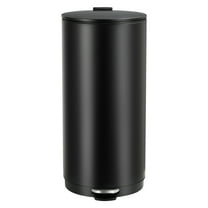 30 L/8 Gallon Stainless Steel Round Trash Can,Kitchen Trash Bin with Soft Close Lid and Foot Pedal,Removable Inner Bucket for Bathroom, Living Room，Black
