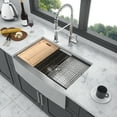 thumbnail image 1 of 30" L  X 21" W Farmhouse Stainless Steel Kitchen Sink Ledge Workstation Apron-front 18 Gauge Single Bowl Farm Kitchen Sink With Accessory Kit, 1 of 8