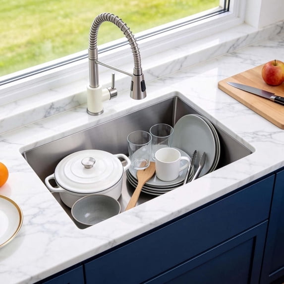 30"L x 19"W Undermount Single Bowl 16-Gauge Brushed Nickel Stainless Steel Kitchen Sink with Drain Assembly