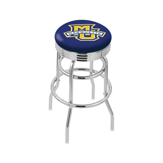 Marquette Golden Eagles 30" Chrome Double Ring Swivel Bar Stool with 2.5" Ribbed Ring