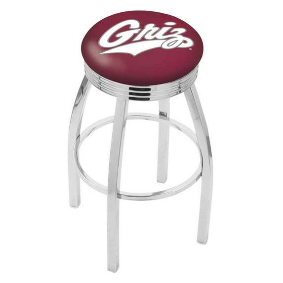 30" L8C3C - Chrome Montana Swivel Bar Stool with 2.5" Ribbed Accent Ring by Holland Bar Stool Company