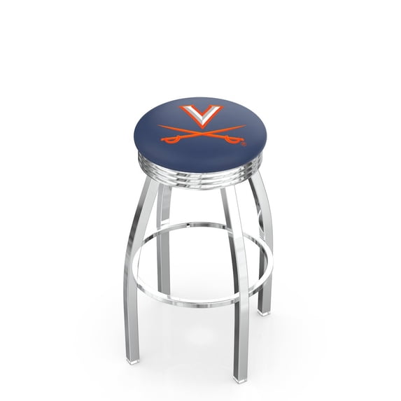 30" L8C3C - Chrome Virginia Swivel Bar Stool with 2.5" Ribbed Accent Ring by Holland Bar Stool Company