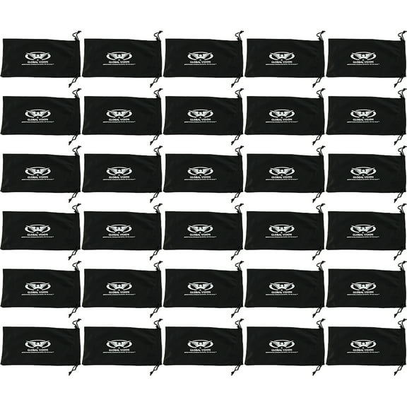 30 LARGE Microfiber 4 1/4" x 8 1/2" Pouch Case for Sunglasses Phones Camera & More BLACK SOFT