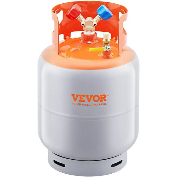 30 LBS 400 psi Portable Refrigerant Recovery Tank with Y Valve for Liquid Vapor High Sealing R22 R134A R410A Orange Gray Cylinder
