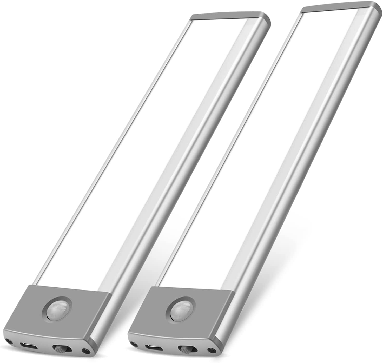 30-LED Under Cabinet Lights,USB Rechargeable Kitchen Cupboard Night Light,Battery Operated Counter Closet Lighting,Motion Detector Light,Wireless Magnetic Motion Activated Light-2Pack