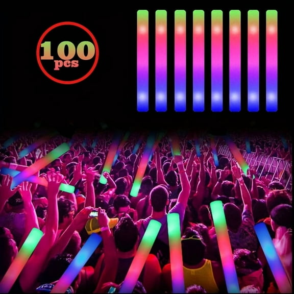 30 LED Glow Sticks with 3 Flicker Modes - Colored Foam Glow Sticks for Parties, Business Celebrations, Weddings, Birthdays, Concerts, Christmas And New Year., Party Supplies, Lightup Party Items, Co