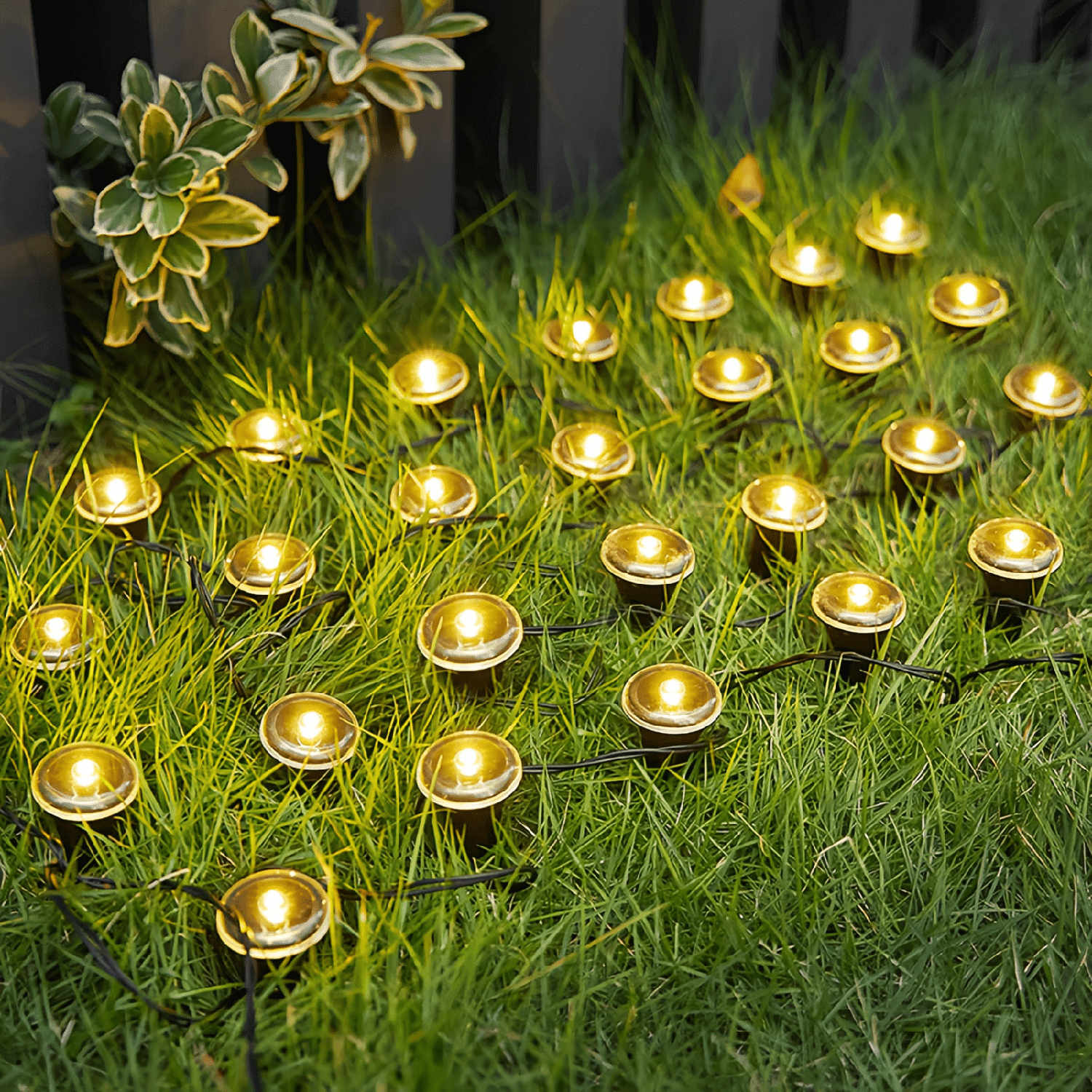 30 LED Pathway Light,Waterproof Solar Ground Lights,Outdoor Lights Ground Eight Functions,Walkway Lights for Pathway Patio Lawn Deck(Warm Light,1.26*3 in,25.6 ft,Plastic)