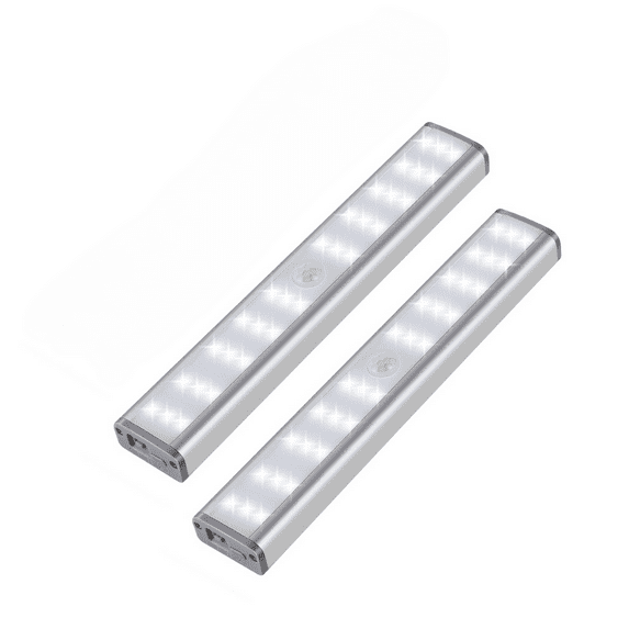 30 LED Under Cabinet Lights, USB Rechargeable Closet Lighting kit with Motion Sensor and Magnetic Strip for Wardrobe, Kitchen Wireless Lighting, 2 Pack