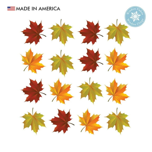30 Large Fall Leaf Window Cling Home Decor Decals. Double Sided Vibrant Bright Colorful Vinyl Thanksgiving Reusable Decorations. Made in America.