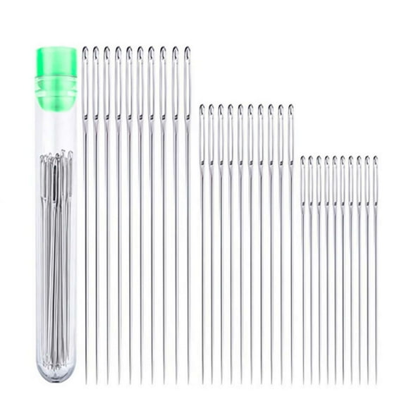 30 Large Eye Needles Hand Sewing Tool with Storage Tube for Act Crafts 3/4 Size> K2G0