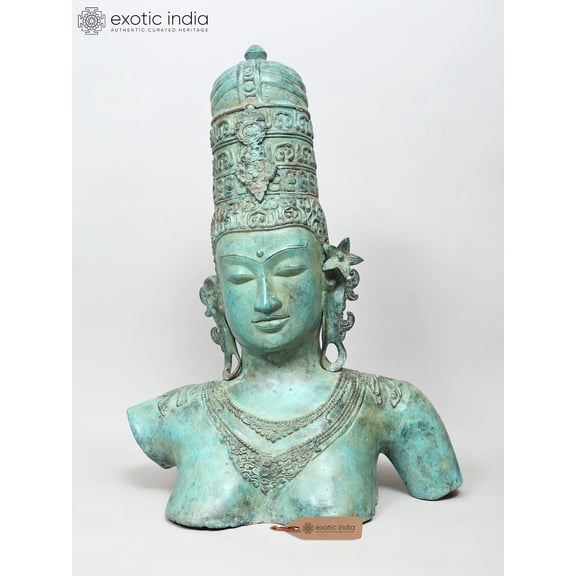 30" Large Goddess Parvati Bust | Brass Idol