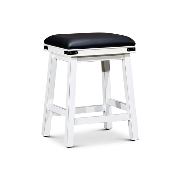 30" Leather Bar Stool | Perfect for Socializing | Antique White Finish and Solid Frame | Keep Floors Scratch - free