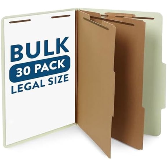 30 Legal Size Classification Folders, 2 Divider 2 Inch Tyvek Expansions, Durable 2 Prongs Designed to Organize Standard Law Client Files, Office Reports, 30 Legal Folders, Gray Green$$Office