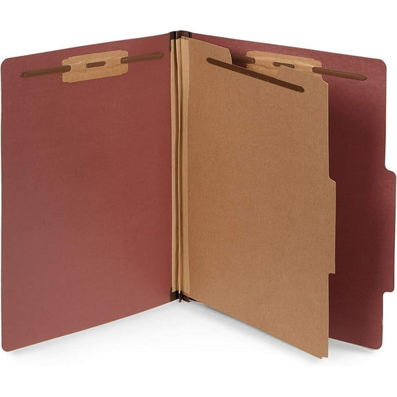 30 Letter Size Classification Folders, 1 Divider, 2 Inch Expansions, Durable 2 Prongs Designed to Organize Standard Law Client Files, Office Reports, Brick Red