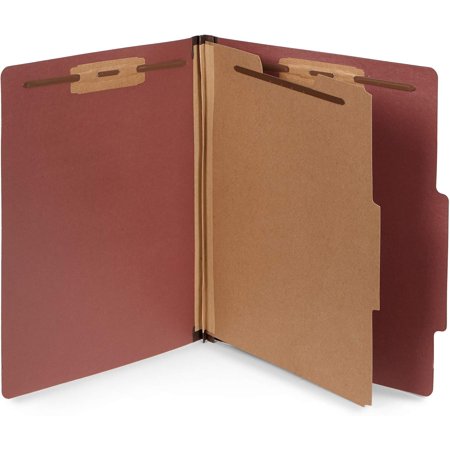 30 Letter Size Classification Folders, 1 Divider, 2 Inch Tyvek Expansions, Durable 2 Prongs Designed to Organize Standard Law Client Files, Office Reports, Brick Red