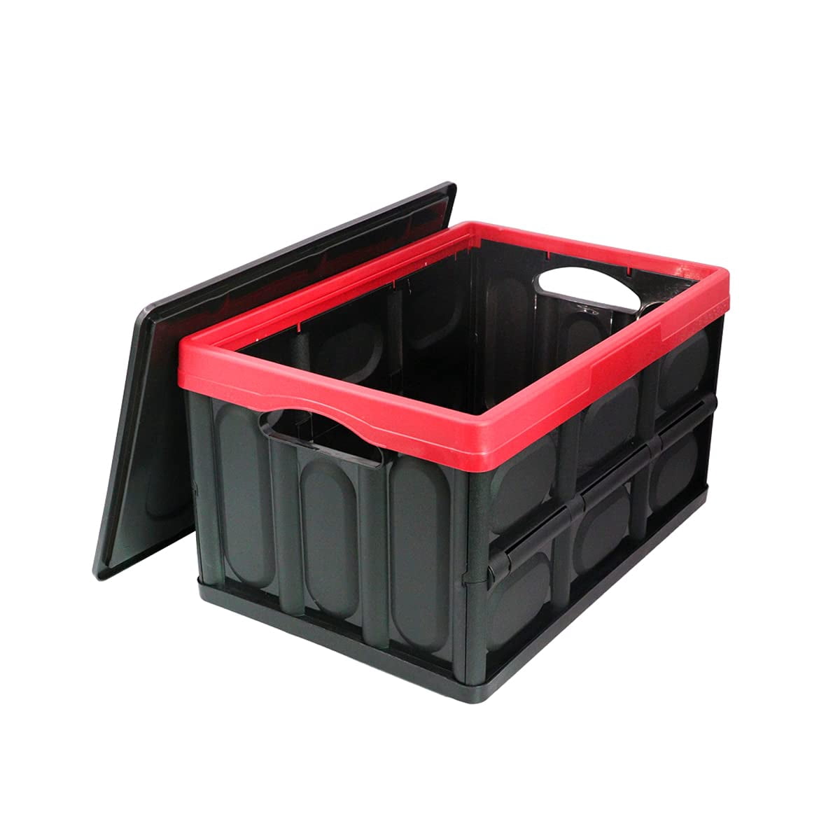 30 Liter Collapsible Storage Bin With Lid  Durable Plastic Folding Crate Stackable Box Organizer Container For Keepsake Photos Office Wardrobe Bookshelf Etc.
