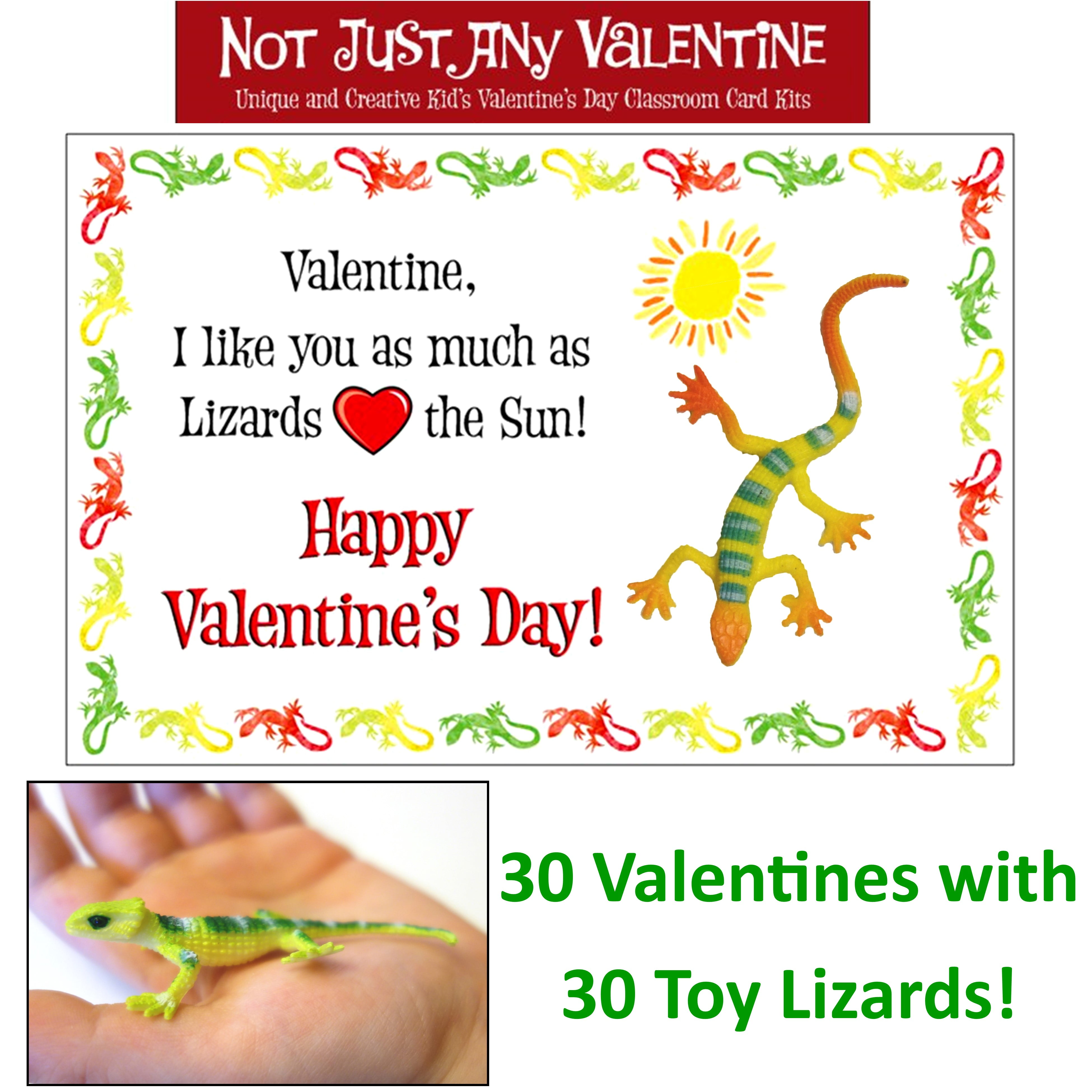 30 Lizard Classroom Valentines with Toy (Instead of Candy) - Unique \u0026  Creative Kid's School Valentine Day Cards for Boys, Girls, and Tweens. -  Walmart Business Supplies, image size:3900x3900