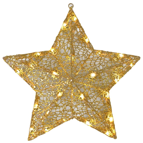 30 Lt Morphing LED Gold 5 Point Woven Star, Warm White