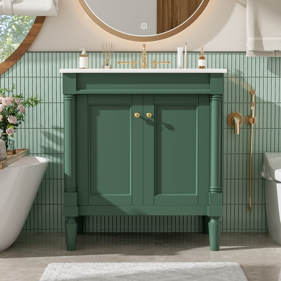 30 Luxurious Bathroom Vanity Cabinet with Ceramic Sink GVCXZBSS