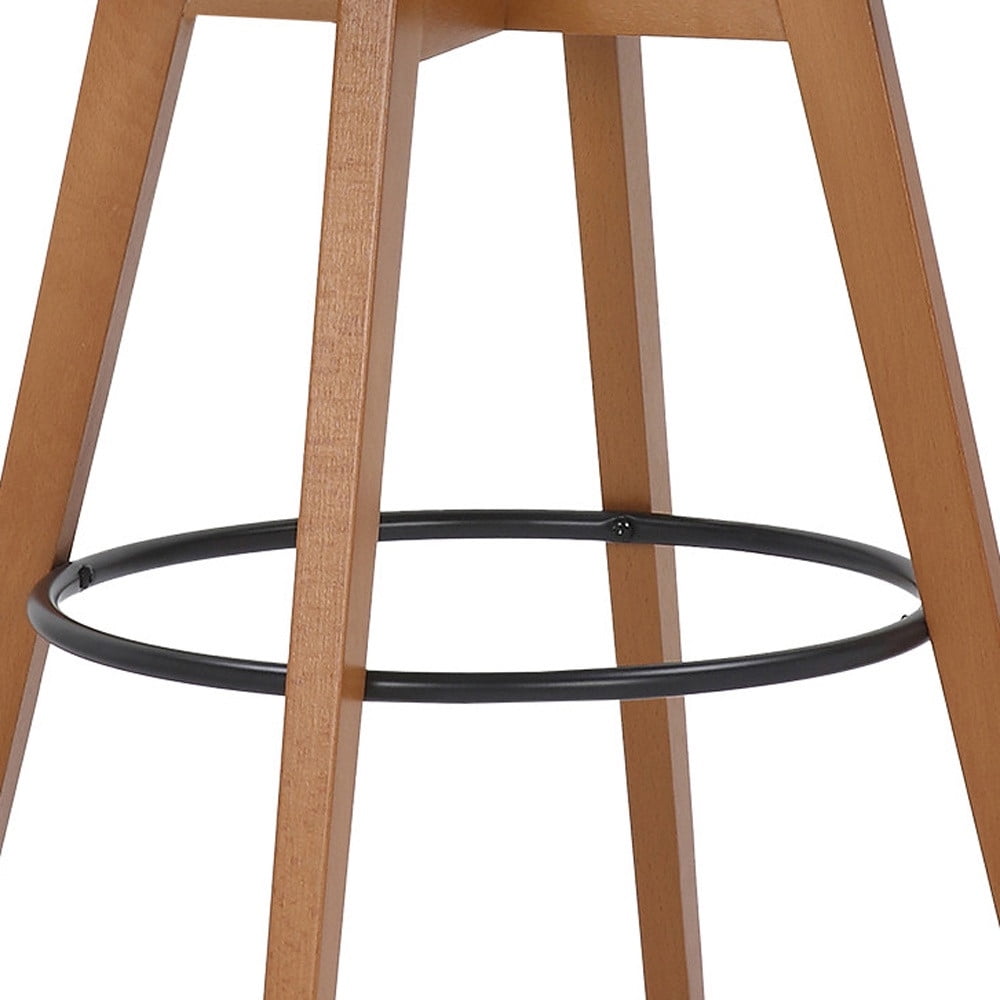 Cream Faux Leather and Walnut Swivel Bar Stool