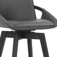 thumbnail image 1 of 30" Luxurious Grey Faux Leather and Black Wood Swivel Bar Stool, 1 of 10