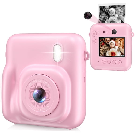 30 MP Kids Camera Instant Print,Birthday Gifts for Kids Age 3-12,Selfie Digital Camera,Toddler Portable Travel Camera Toy for 4 5 6 7 8 9 Year Old Boys Girls-Pink