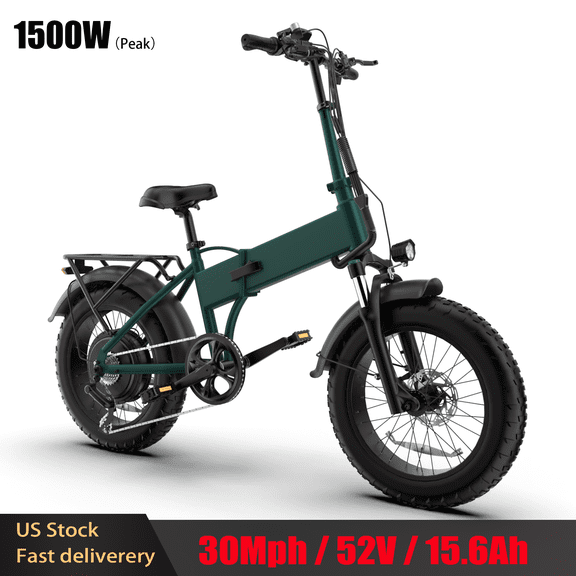 30 MPH Top Speed Folding Movcan Q20 Electric Bike for Adults,52V 15.6Ah Removable Battery 1500W Motor 20 Fat Tire Bike,Shimono 7 Speed Dual Hydraulic Brake