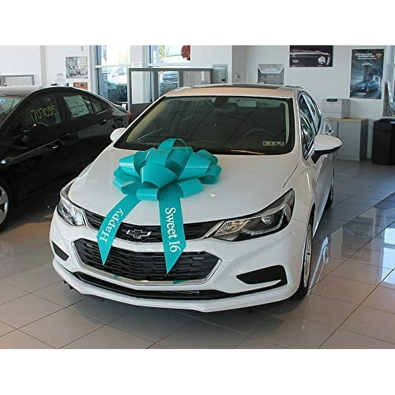 30" Magnetic Happy Sweet 16 Birthday Car Bow - Made in USA (Teal)