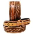 thumbnail image 1 of 30  Men's 1 1/2" Wide Floral Tooled Leather Casual Jean Ranger Belt 26RAA90TNW, 1 of 4