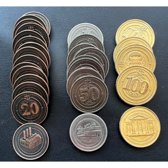 30 Metal Coin HIGH VALUE Board Game Upgrade Set (Industrial Coins) NEW!