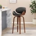 thumbnail image 1 of 30" Mid-Century Modern Upholstered Swivel Barstool, Midnight Black, Walnut, 1 of 11