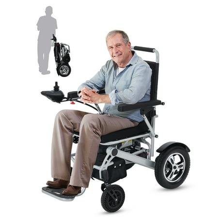 30 Miles Long Travel Range, Electric Wheelchair for Adults Power Wheelchairs Lightweight Foldable All Terrain Motorized Wheelchair for Seniors Compact Portable Airline Approved