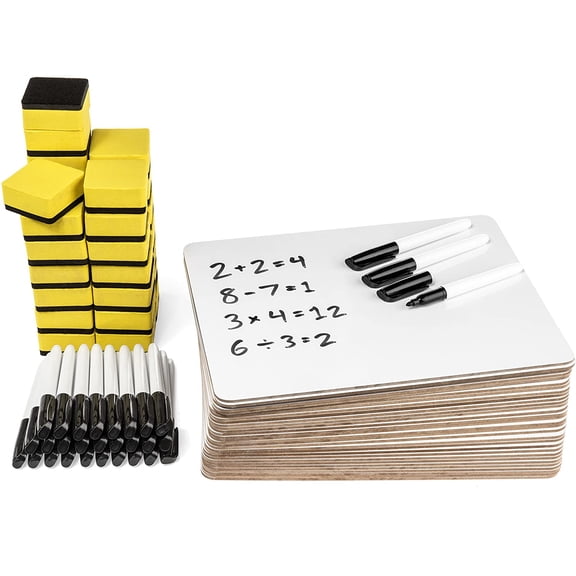 30 Mini Dry Erase Boards Classroom Set with Markers & Erasers, Small Whiteboards Lapboards for Students, Teachers, Individuals, Groups