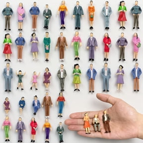 30 Mini People Figurines 1:30 Scale Painted Miniature Figures, Sitting and Standing Tiny People Model for Model Trains, Architectural Projects and Miniature Scenes