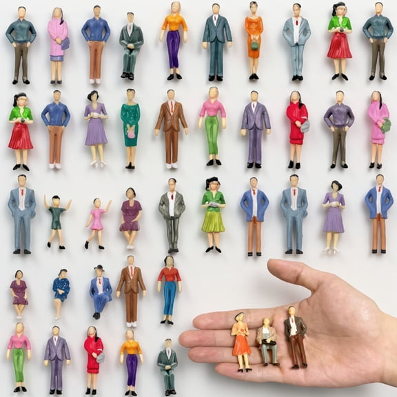 30 Mini People Figurines 1:30 Scale Painted Miniature Figures, Sitting and Standing Tiny People Model for Model Trains, Architectural Projects and Miniature Scenes