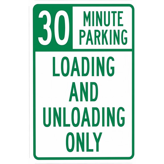 30 Minute Parking Loading and Unloading Only Warning Sign 12 x 8 Inches - Metal Security Sign, Indoor Outdoor Home, Business, Yard, Garden, Office, Street Road