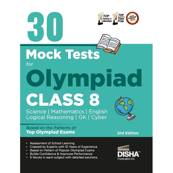 30 Mock Test Series for Olympiads Class 8 Science, Mathematics, English, Logical Reasoning, GK/ Social & Cyber 2nd Editi, (Paperback)