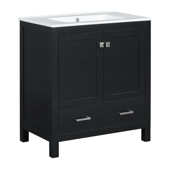 30" Modern Bathroom Vanity With Sink,Bathroom Cabinet,Undermount Ceramic Sink,Soft Closing Door and Drawers,Free Standing Storage Cabinet With Sink Combo Set
