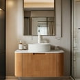 thumbnail image 1 of 30" Modern Bathroom Vanity with Sink, Floating Cabinet with Ultra-Thin Ceramic Basin and Marble Top, Extra Large Storage Drawer, Soft-Close Design, Nature Wood, 1 of 7