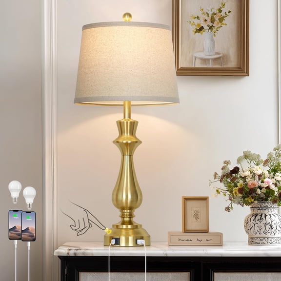 Modern  Table Lamp for  Room,30" Tall Bedside Lamp with   Port,3-Way Dimmable Touch Nightstand Lamp for  Desk Side Table Office,-1P