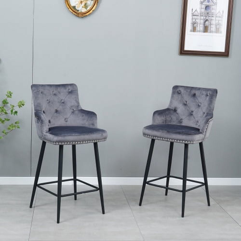 ZHOOGE 25-Inch Bar Stools With Footrests - Synthetic Leather Mid-Century Modern Counter Height Stools