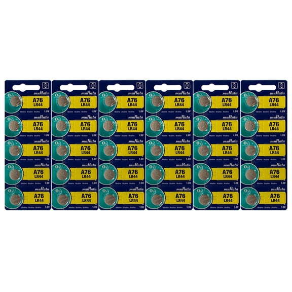 30 Murata LR44 1.5 Volt Alkaline Button Cell Batteries