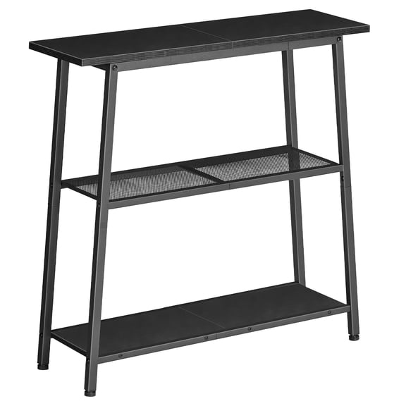 30" Narrow Console Table, 3-Tier Small Entryway Table with Storage Shelves, Behind Couch Sofa Table, Hallway Table for Entryway, Foyer, Hallway, Living Room, Black
